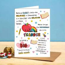 1pc Cute Teacher Appreciation Card, Teacher Appreciation Card, Daycare Teacher Appreciation Gift, Creative Teacher Appreciation Gift Back To School - A - View 2