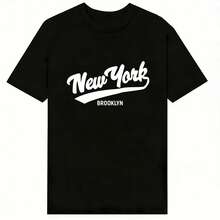 Za Unisex T-Shirt 100% Cotton Regular Fit With Graphic Print, Short Sleeve, Casual Style, Summer Streetwear, Urban Style, Printed Top, Vintage Fashion, Soft And Breathable. - 藍色 - 查看 2