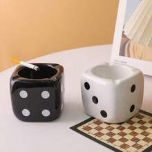 Ashtrays For Cigarettes Dice Ashtray - Premium Ceramic Cool Ashtrays Gifts For Smokers Home Ashtrays For Indoor Outdoor Patio Retro Desktop Decor Unique Decorative Fancy Cute Ashtray,Smoking,Smoking Accessories,House Essentials,Ash Tray,Room Decor - Multicolor - View 3