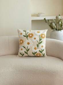 LCUHPCL 1pc Country Style 3D Embroidered Multi-Color Daisy Flower Pillow Case Home Decor Suitable For Living Room, Bedroom, Party And Various Environments - Multicolor - View 2