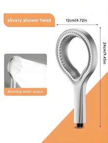1pc Heart-Shaped Ring Shower Head, High Pressure Oval Design With Ergonomic Handle, No Hose Connection Required, Durable Black/Silver/Grey Plastic Modern Bathroom Upgrade, Adjustable Water Flow, Enhanced Water Pressure, Bathroom Accessory - Multicolor - View 13