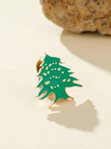 LIKGREAT 1pc Cedar Enamel Brooch Stainless Steel Gold Color Lapel Pin For Woman Man Minimalist Accessory Jewelry 2026 New In - Brooch Series - View 1