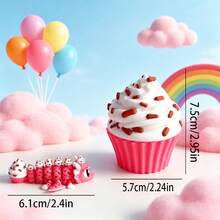 Set Patung Dekorasi Meja Plastik Lucu dan Menggemaskan Berbentuk Naga Kue Cetak 3D + Kotak Kue, Hadiah Liburan - MultiWarna - View 4