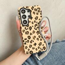 [Gratis passendes Handy-Lanyard] [24h Versand aus DE/FR/IT/ES] Beige Leopard Muster Design Film Design Handyhülle für Apple phone 17 16 15 14 13 12 11 Pro Max Plus Air und  Galaxy S25 S24 S23 S22 S21 Ultra Plus FE Edge, stoßfeste Schutzhülle, kratzfest, leichte Hülle - Handyhülle mit Aufhängeseil - Übersicht 2