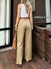 Autumn New Wide Leg Casual Pants, Minimalist Versatile, Effortlessly Achieve Daily Slouchy - Khaki - View 3
