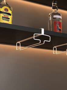 1pc Hanging No-Drill Cup Rack, Practical Cup Holder For Home Restaurant, Glass Goblet Rack With Tray, Suitable For Countertop, Cabinet Cup Rack, Wine Glass Rack, Large Capacity Cup Rack, Home Decor Gift - Multicolor - View 9