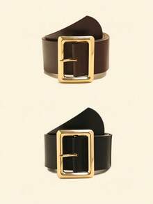 2pcs Women's Multi-Color PU Material Patchwork High-End Waist-Cinching Versatile Belts - Multicolor - View 2