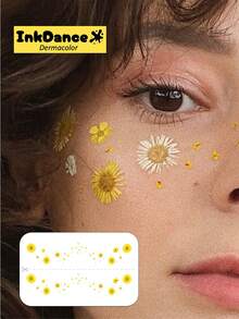 1組「雛菊臉雀斑」臨時紋身貼，白色花卉仿真雀斑臉部貼紙，防水，真實紋身效果，彩色，易貼易卸 CSD093 - 彩色 - 查看 2