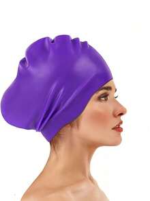 Unisex Oversized Swim Cap, Ponytail Design, Suitable For Long And Thick Curly Hair, Dreadlocks, Braids, Afro Hair, Silicone Material, Keeps Hair Dry, Beach Essential, Beach Accessory, Pool Float - Multicolor - View 13