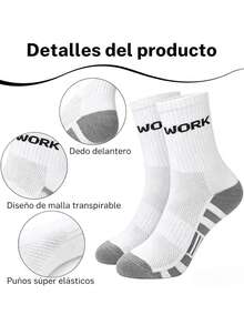 Commuter & Outdoor Dual-Use Letter Mid-Calf Socks, Colorblock Durable Foot Protection Structure, Minimalist WORK Print Accent, Soft High Elasticity Without Tightness, Breathable Moisture-Wicking Non-Stuffy, Suitable For Hiking, Daily Work, Short-Distance Sports - Multicolor - View 2