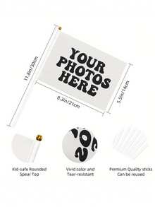 Custom Handheld Flags, Available In Quantities, Measuring 5.51 X 8.27 Inches. Design And Color Are Customizable, Featuring White Flagpoles And Digital Printing. Suitable For Holiday Celebrations, Outdoor Events, Party Supplies, Elections, And Parades - Multicolor - View 10