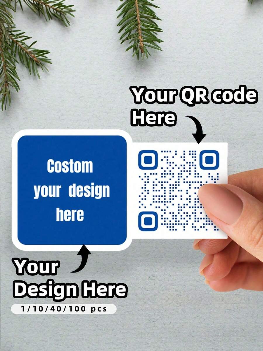 1/10/40/100 Pcs Personalized Labels - Customized Logo And QR Code Stickers, PVC Stickers, Multi-Color Customization, Personalized, Unique Ideal Gift, Social Media Scan QR Code Pattern Logo Text, Suitable For Students, Workers, Pets, Schools, Homes, Offices - Multicolor - View 1