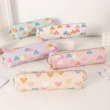 This Pencil Case Is Decorated With Creative Colorful Heart Patterns, Making It Perfect For Storing Makeup Brushes And Cosmetics, An Ideal Gift For Friends During The Back-To-School Season. Suitable For: Back-To-School Season, School Supplies, Pencil Case, Backpack, Makeup Bag, Fun Gift. - Multicolor - View 2