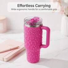 40oz Pearl Rhinestone Tumbler With Straw Lid, Sparkle Bling Water Bottle, Double Wall Vacuum Insulated Stainless Steel, Leakproof Travel Mug, Gift For Women, US Local Warehouse - Multicolor - View 1