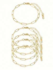1/5/10pcs Set Adjustable Stainless Steel Pendant Bracelets With Lobster Clasp, Suitable For DIY Jewelry Making, Gold & Silver Color - Adjustable Bracelet - View 3