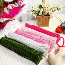Pink Tulip Velvet Strip Handmade Kit, Upgraded Dense Velvet Strip Brush, Suitable For Handmade Crafts, Artificial Floral Arrangement, Valentine's Day, Mother's Day Gifts, World Cup, Graduation Season Gifts, Back To School Decoration Party Gifts, Holiday Gifts - Multicolor - View 10