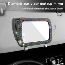 Car Sun Visor Makeup Mirror Without Light, Sparkling Rhinestone Crystal Sun Visor Makeup Mirror Clip, Suitable For Men And Women, Universal Style, Applicable To Sedans, SUVs, Trucks And RVs, Women's Car Accessories - Multicolor - View 6