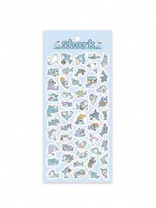 Hoja de pegatinas de papel washi con tiburón de dibujos animados lindo, pegatinas pequeñas de animales marinos kawaii, pegatinas de película mate brillante para diario, álbum de recortes, funda de teléfono, taza de agua, tarjeta Guka, manualidades DIY, decoración de estudiantes, útiles escolares - tiburón - Ver 7