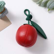 1pc Cute Thickened PU Litchi Grain Bag Charm, Green Knot Leaf Pendant, Student Handbag Key Chain - Multicolor - View 3