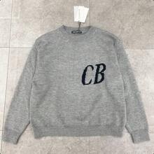 Neue minimale Buchstaben Zipper Strickhemd Herren Einfarbe locker Casual Rundhalspullover - Grau - Übersicht 1