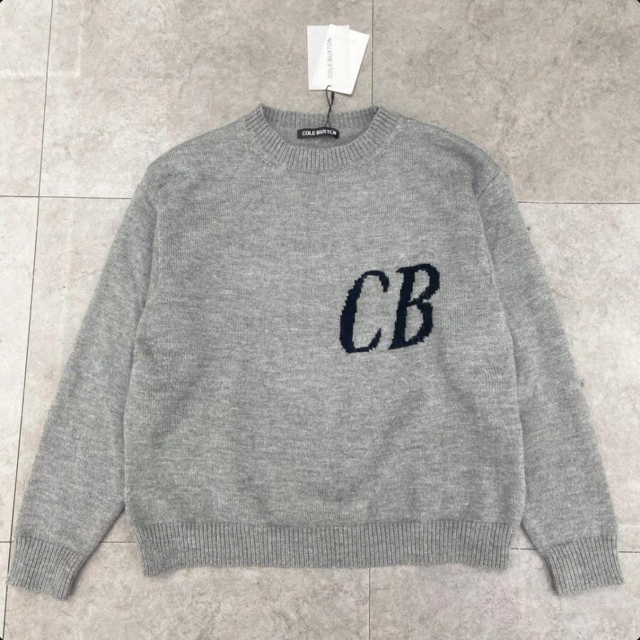 Neue minimale Buchstaben Zipper Strickhemd Herren Einfarbe locker Casual Rundhalspullover - Grau - Übersicht 1