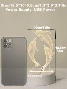 3D海豚LED小夜燈,壓克力海洋動物幻象燈,USB供電臥室檯燈,海洋生物房飾,兒童小夜燈,海洋主題裝飾檯燈,生日聖誕禮物,適合男孩、女孩、海豚愛好者與家人 - 海豚 - 查看 4