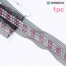 DIY Handmade Essential 3-Row Rhinestone Mesh Decorative Trim 1pc Shiny Diamond Chain Suitable For Clothing Hem, Cuff, Collar, Waistband, Shoe And Hat Decoration - Three-row Mesh Rhinestone - View 1
