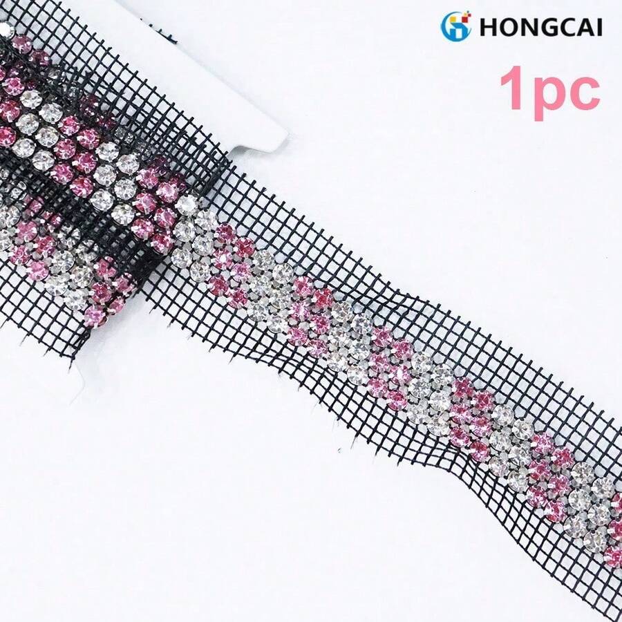 DIY Handmade Essential 3-Row Rhinestone Mesh Decorative Trim 1pc Shiny Diamond Chain Suitable For Clothing Hem, Cuff, Collar, Waistband, Shoe And Hat Decoration - Three-row Mesh Rhinestone - View 1
