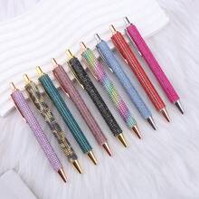 Full Rhinestone Luxury Retractable Ballpoint Pen, Multi-Color Rhinestone Surface With Metal Clip, Smooth Writing, Suitable For Signing, Journaling, Photography, Exquisite And Beautiful, Perfect For Personal Use Or Gift - A - View 5