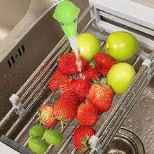 ASEANAO - Estante de secado de cocina de acero inoxidable, cesta de drenaje retráctil con reposabrazos ajustable, estante para secar platos sobre el fregadero pequeño - Negro pequeño - Ver 7