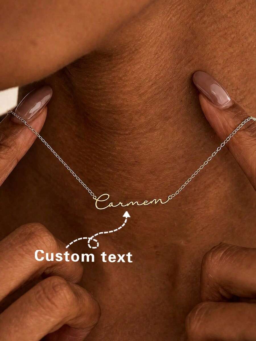 Collar de moda personalizado en color dorado, lujoso y encantador, adecuado como regalo de cumpleaños/aniversario/festividad para pareja, amigo o familia, negro, plateado, dorado, elegante, colorido, vintage, sencillo, unisex, casual, lindo, personalizado, único, regalos ideales para él, regalos ideales para ella, ella, novio, novia, papá, mamá, familia, amigos, para aniversarios, para cumpleaños, para graduación, para baile de graduación, para fiesta, collares de palabras finas personalizados, cómodo y fácil, glamour de Año Nuevo, joyería para damas, regalos para mamá - Dorado - Ver 1
