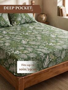 1pc Floral Print Fitted Sheet, Mattress Protector, Mattress Cover, Comfortable Breathable Wrinkle-Resistant, Machine Washable, Single/Double/Queen/King, Dorm Bedding, Suitable For All Seasons And Autumn, Pillow And Pillowcase Not Included, Room Decor, Back To School - Multicolor - View 4