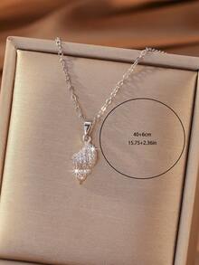Hihho 1pc Fresh Sea Breeze Exquisite Luxury Alloy Gold-Silver Dual-Tone Necklace With Blue Turquoise And White Zirconia Stones, 3D Seashell Pendant, Versatile Collarbone Chain For Women, Suitable For Daily Commute And Beach Outings - Shell Set - View 8