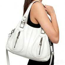Women's Soft Leather Handbag That Can Be Used As A Shoulder Bag Or Crossbody Bag. Its Design Is Simple, Casual, Elegant And Versatile, Ideal For Middle-Aged Mothers. - 白色 - 查看 5