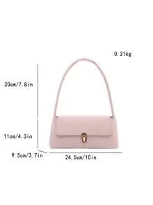 Soft PU Metal Buckle Decor Vintage Shell Baguette Shoulder Bag New Women's Handbag Small Square Bag - Pink - View 9