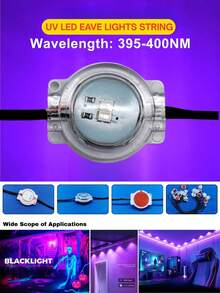 aiinnew 9-30M/29.5-98.4ft USB供電紫外線燈串,室內UV屋簷燈,18至60顆LED燈珠LED燈繩,適用居家裝飾、派對、日常、萬聖節、聖誕節、螢光海報、身體彩繪、霓虹發光派對、教室、繪畫 - 紫光 - 查看 5