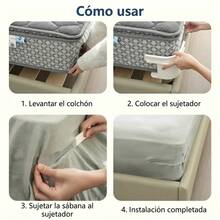 4 piezas Sujetadores de sábana, Clips multifuncionales invisibles para fijar sábanas y fundas de cama para uso doméstico, sin agujas seguros, evitan el desplazamiento de la ropa de cama,Apariencia elegante, Suministros para el hogar - Blanco - Ver 7