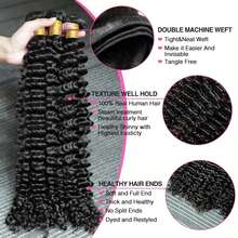 BINF Deep Wave Bundles Human Hair Unprocessed Virgin Human Quick Weave Hair Full And Thick Virgin Hair Extensions Natural Color Bundles Double Weft - Natural Black - View 4