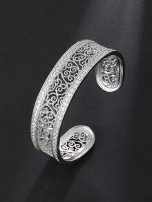 1 Set Luxurious Hollow Sparkling Cubic Zirconia Women's Bracelet & Ring Set, Gold & Silver Color Options, Suitable For Evening Party Wear, Daily Wear, Ramadan Distribution, Eid Al-Adha Gift Choice - Hollow Out Twisted Thread - View 5