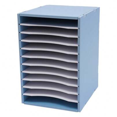 HOHOBLA Construction Paper Organizer, 11 Slots Paper Sorter Adjustable Vertical Paper Organizer For Classroom Office (Blue)