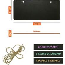 Vintage Rustic Chalkboard Hanging Signs 6 Pack, Erasable Wood Rectangle Blackboard Memo Message Display For Wedding Bar Restaurant Kitchen Pantry Wall Decor, Small Chalkboard Plaque For Menu Reminder, Rustic Wooden Chalkboard Sign For Home Decoration - Default - View 4