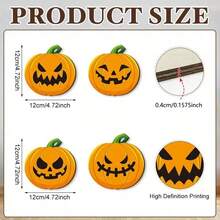 4 pièces Dessous de verre en forme de citrouille d'Halloween, imprimés avec différents styles de visages de citrouille amusants, pleins d'atmosphère festive d'Halloween, décoration de bureau, cadeau de fête exquis. Convient également comme décoration de bureau pour les cafés et les salons de thé. - Multicolore - Voir 7