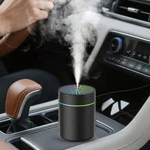 Humidificador para coche USB mini difusor de aire con luz LED de colores, rociador de niebla silencioso para portavasos del vehículo, humidificador de aromaterapia portátil para automóvil - A - Ver 5