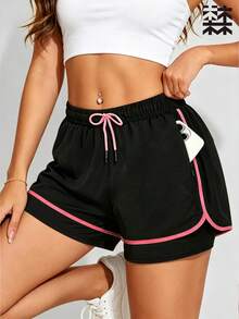 mulinsen Women's Solid Color Side Zipper Tulip Hem Athletic Shorts / Gym Shorts / Cycling Shorts - Hot Pink - View 1