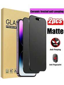 BOLLYMORE 2片裝 霧面防窺螢幕保護貼，相容 iPhone 16 Pro Max/16 E/16 Plus/17/15 Pro Max/14/13/12/11/XR/X/XS/7/8，9H 陶瓷霧面防窺膜，2.5D 霧面防指紋防窺膜 (6.1 吋)，全螢幕覆蓋陶瓷霧面防窺膜 - 2pcs Matte Privacy - 查看 11