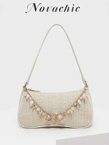Bolso bandolera retro, bolso de hombro pequeño y elegante con solapa redonda para mujer, vintage - Beige - Ver 2