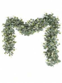 1/2/3/4/5 Set 6ft Artificial Greenery Eucalyptus Vines With Silver Round Eucalyptus Leaves, Suitable For Home Decor, Wedding, Party, Table Runner, Fireplace Decoration; Wedding Supplies, Christmas Decoration, Halloween Decoration, Living Room Wall Decor, Autumn Decoration - Green - View 2