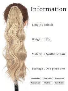 18 Inch Long Wavy Ponytail Hair Extensions For Women, Synthetic Wrap‑Around Clip In Ponytail Wig Hair Accessories, Halloween - Multicolor - View 4