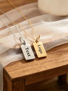 Personalized Laser Engraved Logo Tag, Customized Star/Heart Shaped Necklace Gold Plated Pendant, Jewelry Personalized Tag, Customized Tag With Jump Ring - Multicolor - View 2