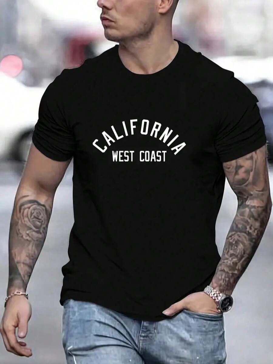 Versatile Casual Loose Fit Short Sleeve T-Shirt With Fun Print, For Vacation, Work And Everyday Wear - 灰色 - 查看 1
